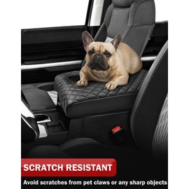 KBH Center Console Armrest Cover for Toyota Tundra 2014-2021, Vinyl Leather Trim, Arm Rest Cushion Pad, Anti-Scratch, Black