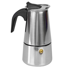 Home Basics Stainless Steel Stove Top Espresso Coffee Maker (Silver) Polished Coffee Makers For Stovetop | Italian Coffee Maker Holds 4 Cups