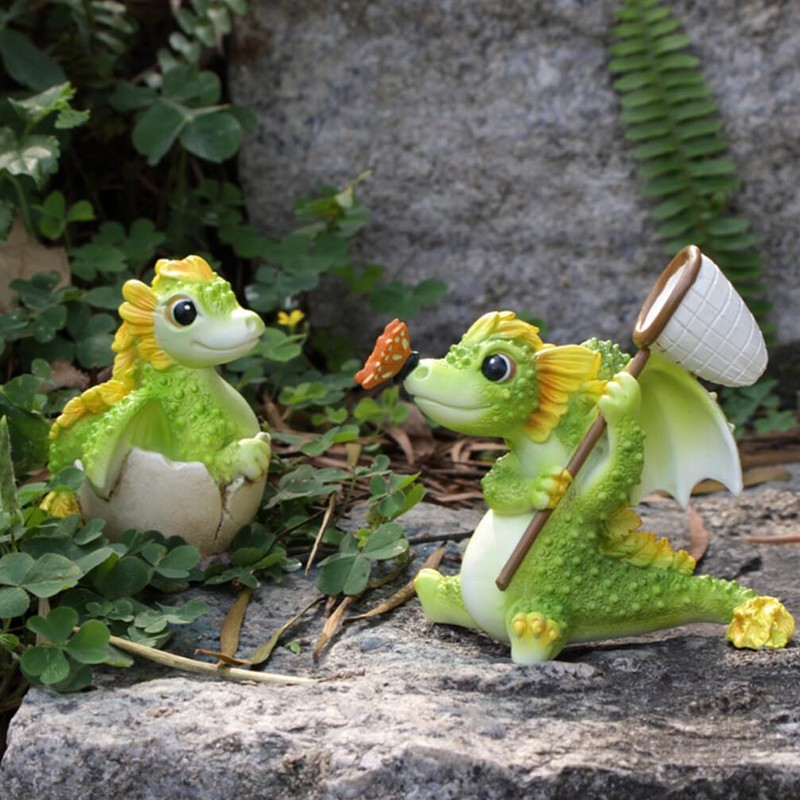 SUPVOX Resin Dragon Garden Statue Small Dragon Figurine for Garden