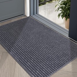 COSY HOMEER Indoor Door Mat Floor Mats Dirt Trapper Wet Shoes and Paws, Front Door Outside Entry Welcome Outdoor Entrance Dog Cat Mat, Anti Slip Washable, 32"x48",Dark Grey