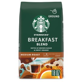 Starbucks Ground Coffee, Medium Roast Hot or Iced Coffee, Breakfast Blend, 18 oz ​