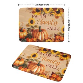 Fall Pumpkin Sunflower Dish Drying Mat 18”x24” Faith Family Fall Drying Mat for Kitchen Counter Absorbent Autumn Orange Pumpkins Thanksgiving Dishes Pad Drainer Mat Protector for Kitchen Fast Dry