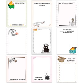 Lovarywow Funny Sticky Notes Gifts - 9 Pack Fun Everything is Fine Memo Pads Work Gifts for Work 3x4 Inch, Sarcastic Self-Stick Notepads Office Study Supplies for Coworkers (450 Sheets)