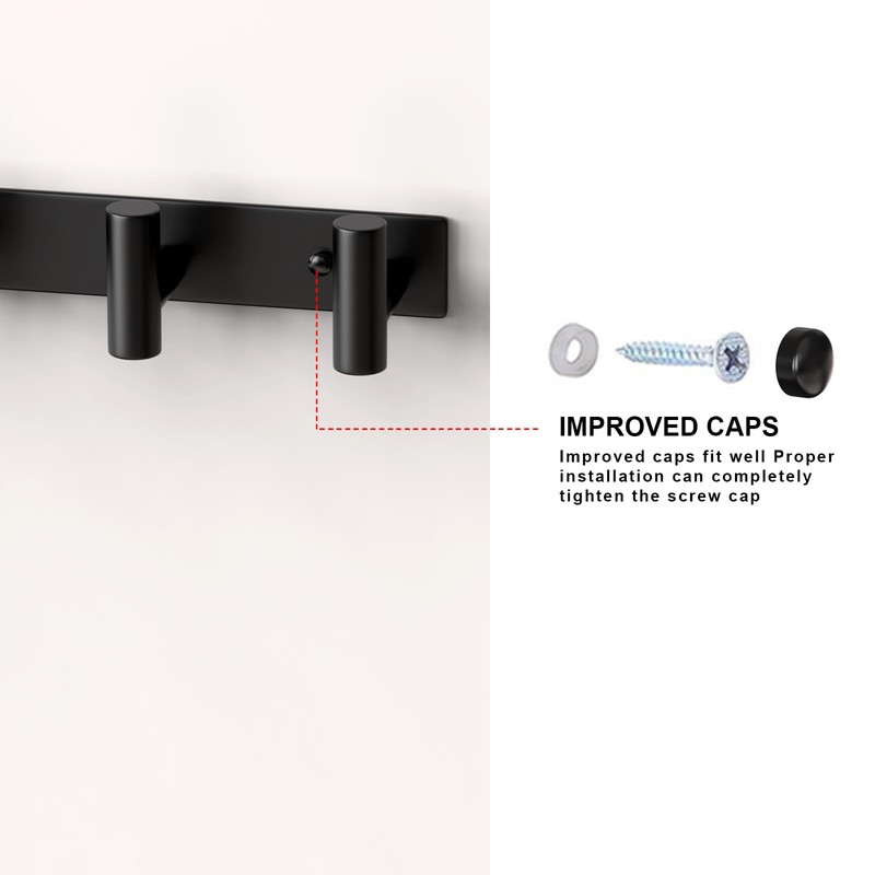 VAEHOLD Black Hat and Coat Wall Mount Rack - 3