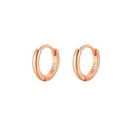 Lansora Mini Tiny Huggie Hoop Earrings Top Upper Ear Cartilage Forward Helix Cuff Plain Simple 925 Sterling Silver Rose Gold 9mm 8mm 7mm 6mm 5mm Hoop Earrings