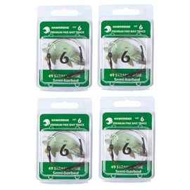 HAWKRIDGE - 4 x Predator BARBED Pike Snap Tackle Double Hook Bait Rig 30cm Trace Using American 7x7 Wire Strands - Available in Size 4, 6 or 8 (4 x size 6 hook)