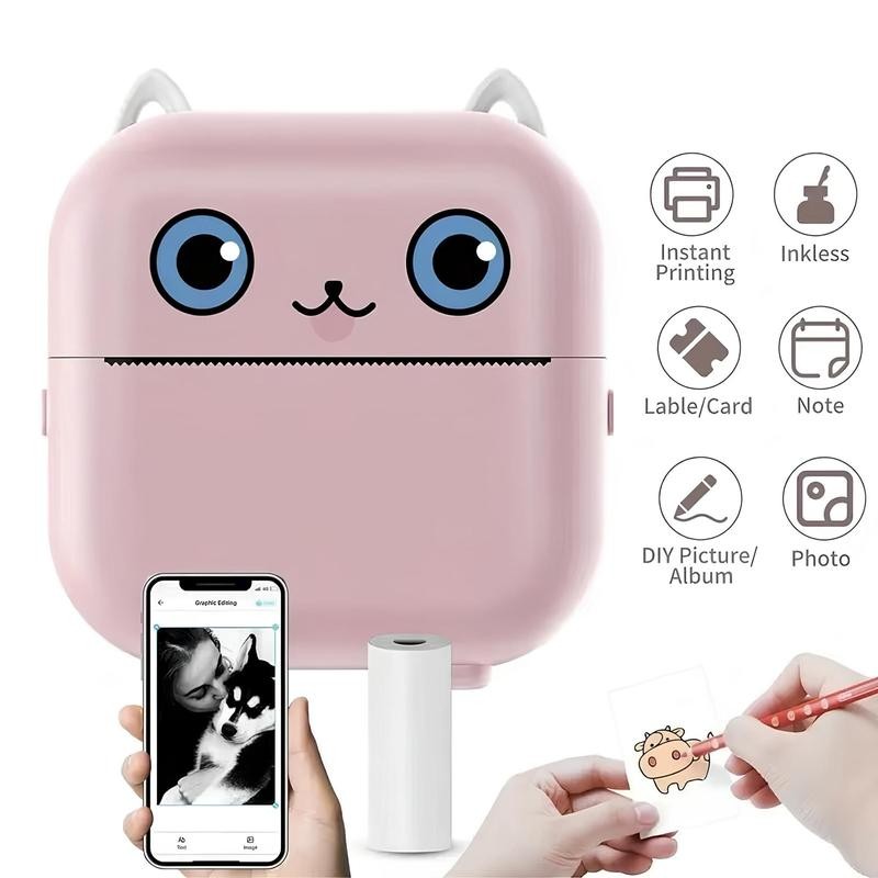 Portable Mini Printer, Portable Photo Printer with Print Paper, Bluetooth-compatible