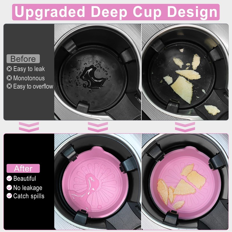 SINGARO Car Cup Holder, 4-Pack Silicone Car Coasters, Universal Non-Slip