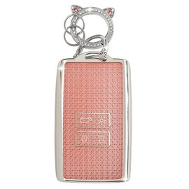 ZVRSUA Car Key Protective Case Fits Renault, Key Cover TPU with Diamond Key Fob Car Key Case 4 Buttons Compatible with Renault Koleos Kadjar Megane Captur Espace, pink