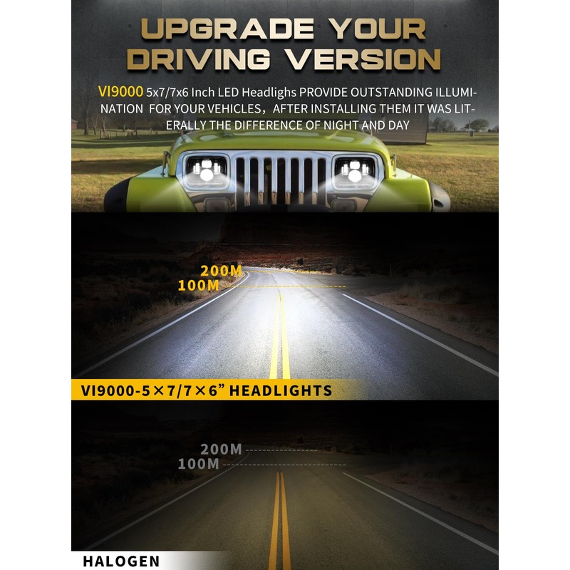 VI9000 5x7 7x6 H6054 led headlights with Hi/Low Sealed Beam