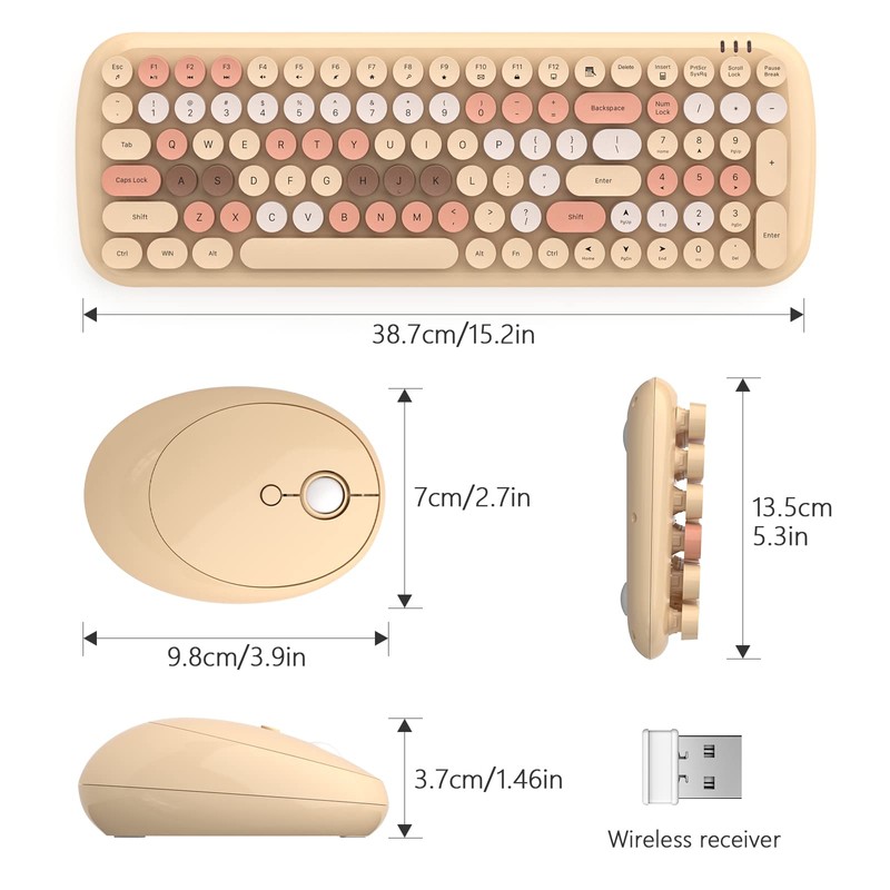 Wireless Keyboard and Mouse Combo, MOWUX - Modern Compact Layout,