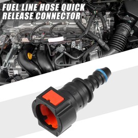 A ABSOPRO Car Fuel Line Hose Quick Release Connector Straight 3/8" 9.49mm SAE to 1/4" 6mm Disconnect Hose Plastic Red (Set of 2)