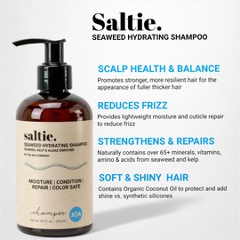 Saltie Hydrating Shampoo - Deep Moisture - Repairs and Bonds Dry Damage - Adds Shine - Reduces Frizz -No Sulfates, Parabens, Gluten, and Phthalates - No Artificial Color - Peppermint Leaf Oil