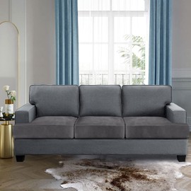 H.VERSAILTEX Stretch Velvet 3 Piece T Cushion Sofa Slipcovers Individually Cushion Cover for 3 Cushion Couch Seat Cushion Covers for Sofa Seat Cushion Covers Stay in Place(Sofa, Grey)