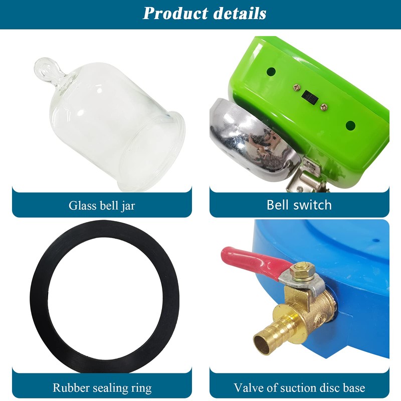 JIAWANSHUN Glass Vacuum Bell Jar with Base Vaccum Demonstration Kit