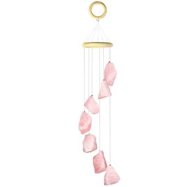 Nupuyai Rose Quartz Crystal Rough Stone Wind Chimes Window Decoration Hanging Decoration for Garden Patio Balcony Backyard and Home Decoration