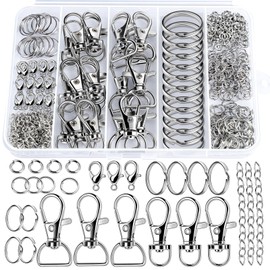 Teenitor 524PCS Keychain Making Kit, Key Chain Clips, Key Chain Rings, Lanyard Hooks Lobster Claw Clasps, Key Rings and Jump Rings for Key Chain Making Jewelry Lanyard Making, Keychain Kit