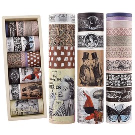 NOGAMOGA 18 Rolls Aesthetic Washi Tape Set, 0.2/0.4/0.6/0.8/1/1.2/2/3 in Wide Decorative Tapes for Scrapbook Supplies, Junk Journal,Bullet Journal,Planner, Craft, DIY Decor (Yellow)