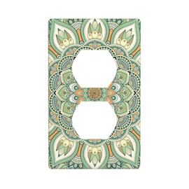 Mandala Boho Outlet Covers Wall Plate Duplex Decorative 1-Gang Electric Receptacle Light Switch