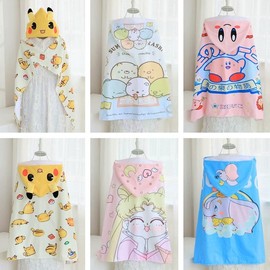 Sanrio Hooded Towel for Kids - Cute Cartoon Elephant & Anime Girl Designs, Bath Cape & Beach Towel 1/Star Copy Hooded Towel 4ea