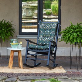 Arden Plush Indoor/Outdoor Rocking Chair Cushion Set, 18 x 20, Water Repellent, Fade Resistant, Tufted Cushion for Rocking Chairs 18 x 20, Sapphire Aurora Blue Damask