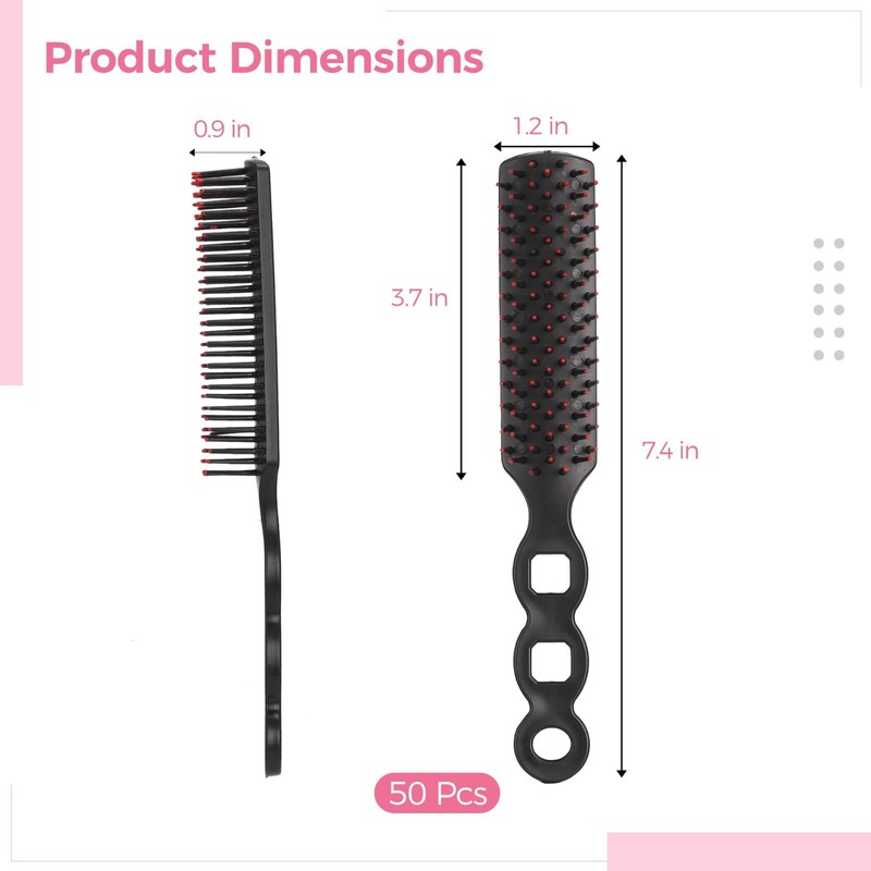 50 Pcs Bulk Hair Brushes for Homeless, Lightweight Plastic Detangling