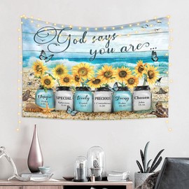 Inspirational Word Tapestry, Motivational Tapestry Positive Saying Tapestry Rustic Farmhouse Tapestry, Office Classroom Tapestry Christian Tapestry For Bedroom Dorm Beach Motivational Bible Sunflower Butterfly