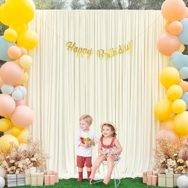 10 x 8ft Ivory Backdrop Curtains for Baby Shower 2 Panels Wrinkle-Free Polyester Curtain Photo Backdrop Drapes Fabric Drapery Backdrop Decor Curtains for Parties Wedding Birthday Bridal Shower Events