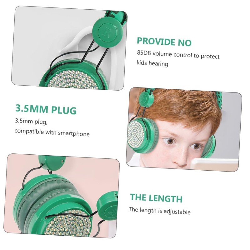 SHINEOFI Rhinestone Dinosaur Headset with Microphone Over Ear Headphones for