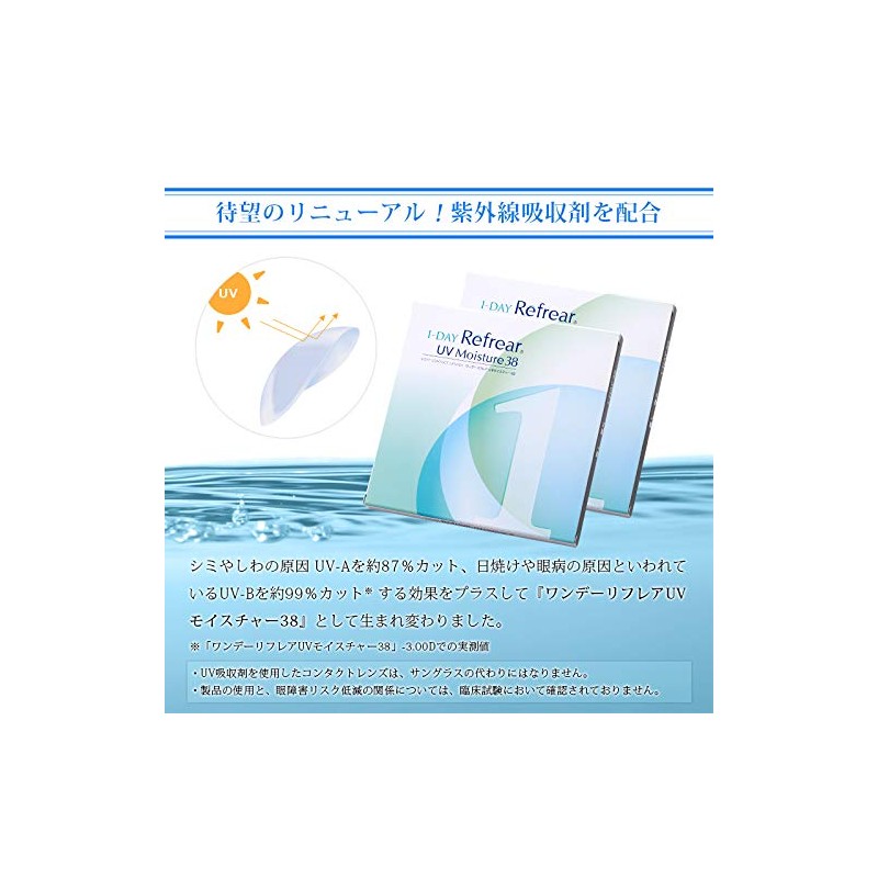 ワンデーリフレアUVモイスチャー38 1日使い捨て コンタクトレンズ 1箱30枚(PWR -2.75)