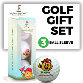 My Happy Golf Smiley Face Golf Balls Gift Set | Novelty Golf Ball 3 Pack | Great Gift for Golfers - Men - Women for Golfers | Golf Presents for Men and Women