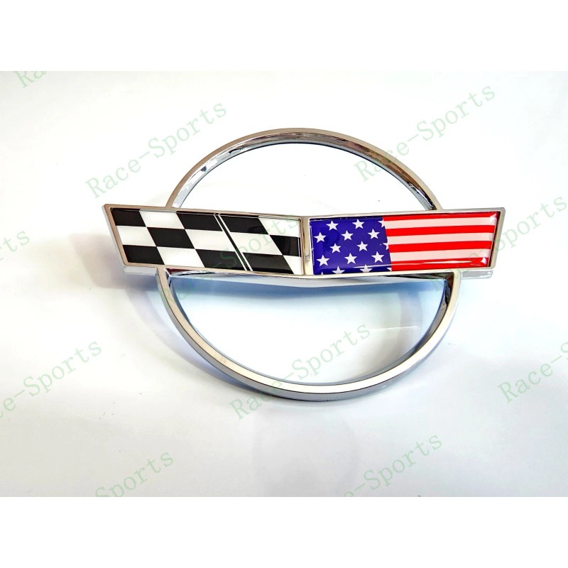 AUTO 2PC Chrome Front & Rear Gas Lid Blue Cross