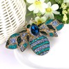 EVER FAITH Rhinestone Crystal Honeybee Insect Brooch Blue Gold-Tone