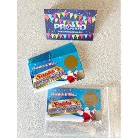 PROMO PRINTING GROUP, INC. Santa’s Lucky Ticket Scratch Off Cards - (30 Pack) - Holiday Scratch and Win Game - Christmas Raffle Tickets