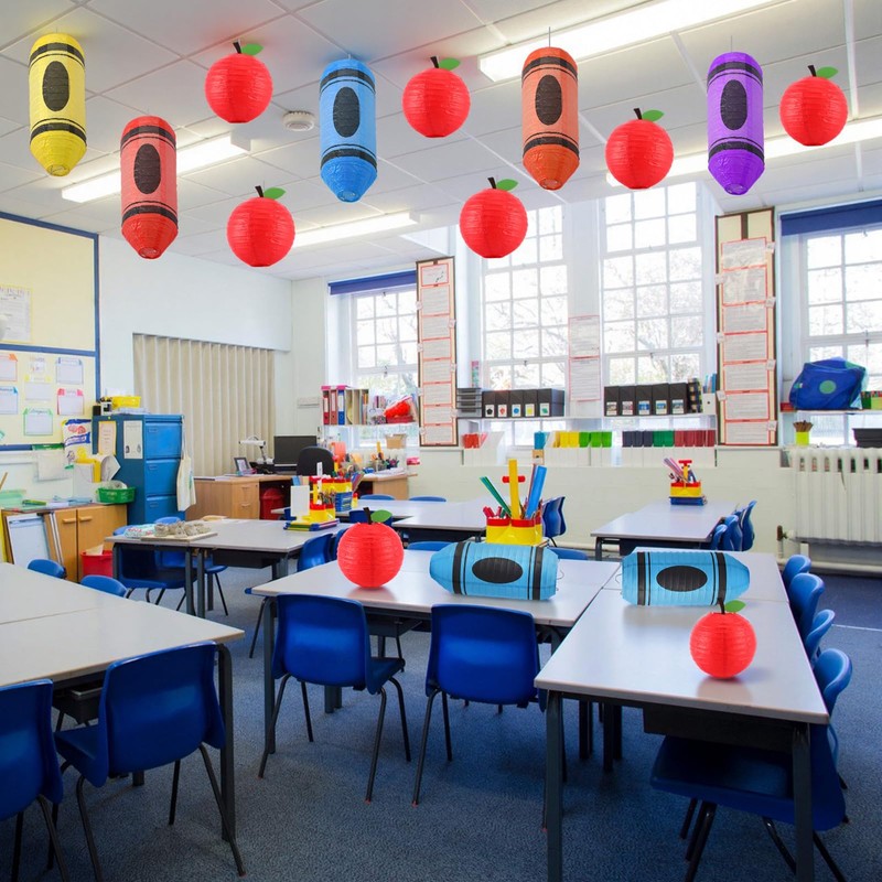 Baquler 12 Pcs Crayon Apple Lanterns, Pencil Back to School