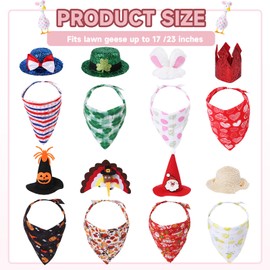 8 Set Seasonal Holiday Porch Goose Outfits 4th of July Summer All Seasons Geese Bandana Lawn Goose Clothes Costume Clothing for 23" Plastic Cement Goose Statue Patio Yard Outdoor Decor