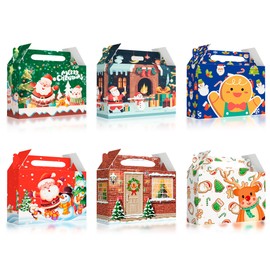 Christmas Cardboard Treat Gift Boxes 24 Pcs Christmas 3D Candy Box Set-Christmas Party Favor Box Christmas Goody Gift Boxes & Christmas Treat Boxes for Christmas Party Decorations Supplies