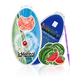 icMentol - 8 Flavours, 3 Pack Sizes Available, 3.2 mm Large Capsules, 100 Capsules Menthol Balls, Aroma Capsule, Aroma Balls, DIY Click Balls (Watermelon, Ice Watermelon)