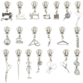 PLIGREAT 20 Pcs Tailoring Tool Pendant Zipper Pulls for Nylon Coil Zipper Universal Zipper Repair Kit Silver Zipper Replacement Kit for Jackets Bag Tailor Shop Accessories Fashion Metal Slider
