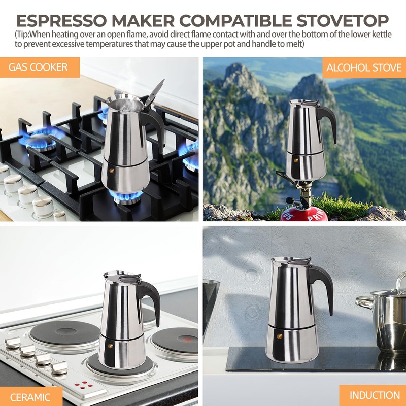 12 Cup 600ml Moka Pot Stainless Steel Espresso Coffee Maker