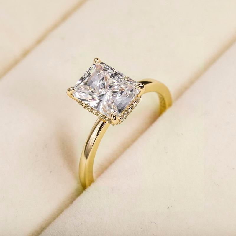 EAMTI 3CT 925 Sterling Silver Engagement Rings Radiant Cut Solitaire