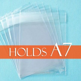 Unbranded/Generic 100 Clear Cello Bags 5 7/16" x 7 1/4" inch for A7 Card + Envelope, LIP Adhesive