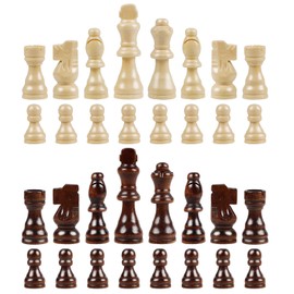 HUIOP 32pcs Wooden Chess Pieces - Fits 40cm Board - 2 Players, Ages 12+
