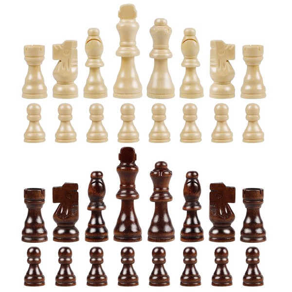HUIOP 32pcs Wooden Chess Pieces - Fits 40cm Board -