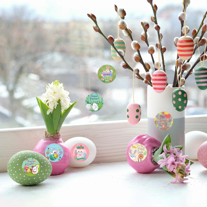 Pack of 2 Easter Stickers Roll, Easter Egg Sticker Designs,