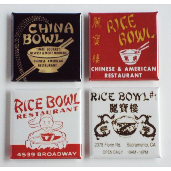 Rice Bowl Chinese Food FRIDGE MAGNET Set (2 x 2