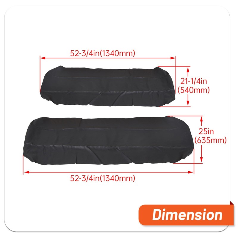 ECOTRIC Black Seat Cover Replacement Set Compatible with 2002-2008 Polaris
