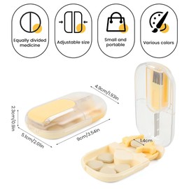 Dzmuero Pill Divider, Tablet Cutter with Small Brush and Storage Compartment, Adjustable, Magnetic Storage, Pill Divider for Travel, Camping and Daily Use (Yellow1)