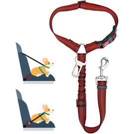 Charming Decor Dog Seat Belt, Pet Seat Belt, Car Dedicated Lead, Driving Seat Belt, Passenger Seat, Prevents Popping Out, Stretchable, Adjustable Length (Red)