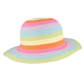 Children's Straw Hat, Beach Hat, Colourful Children's Bell, Crushable & Flexible, for Girls, multi-coloured